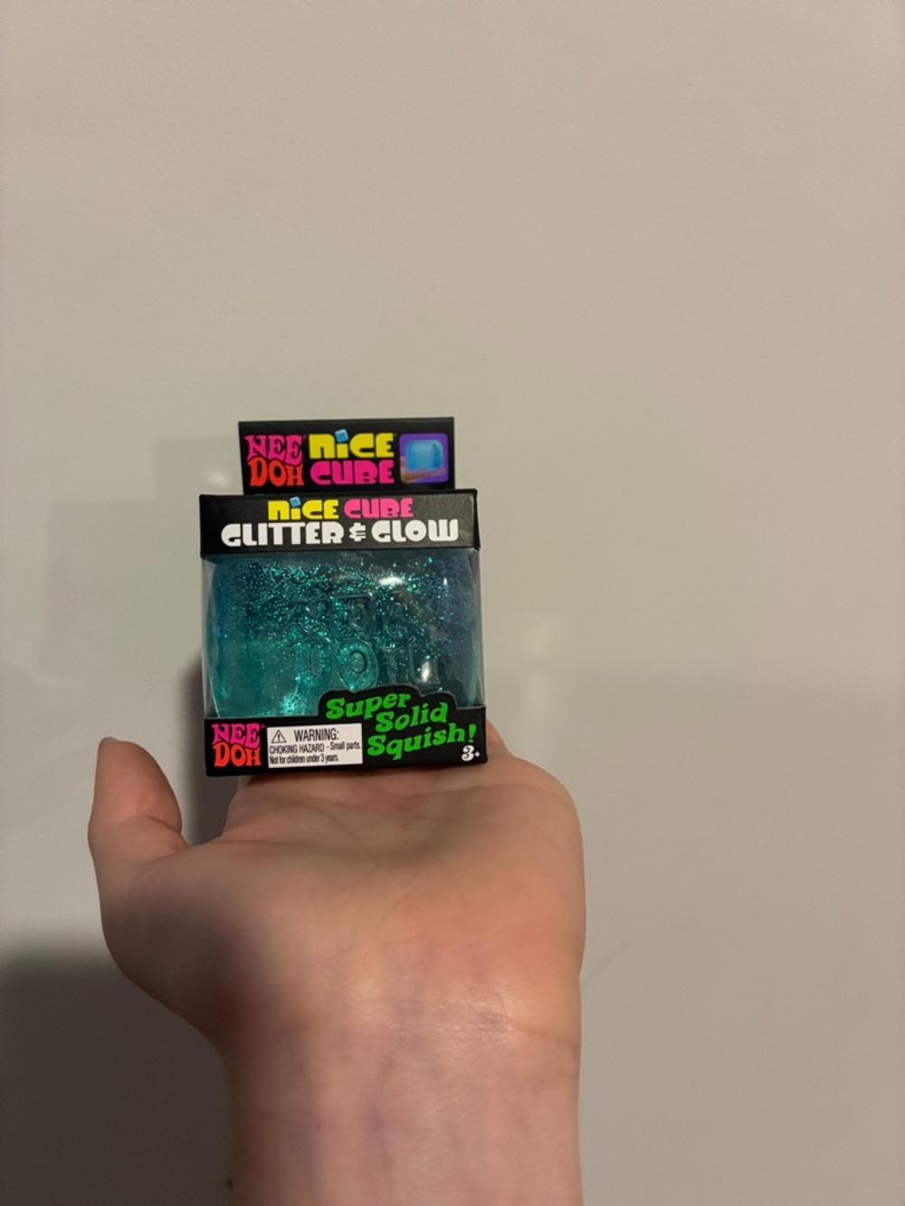 NeeDoh Nice Cube Glitter & Glow Super Solid Squish - Teal